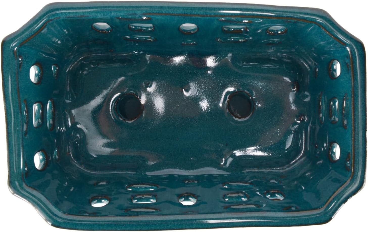 Durable Ceramic Orchid Pot with Saucer - 9.7" Teal Indoor/Outdoor Planter