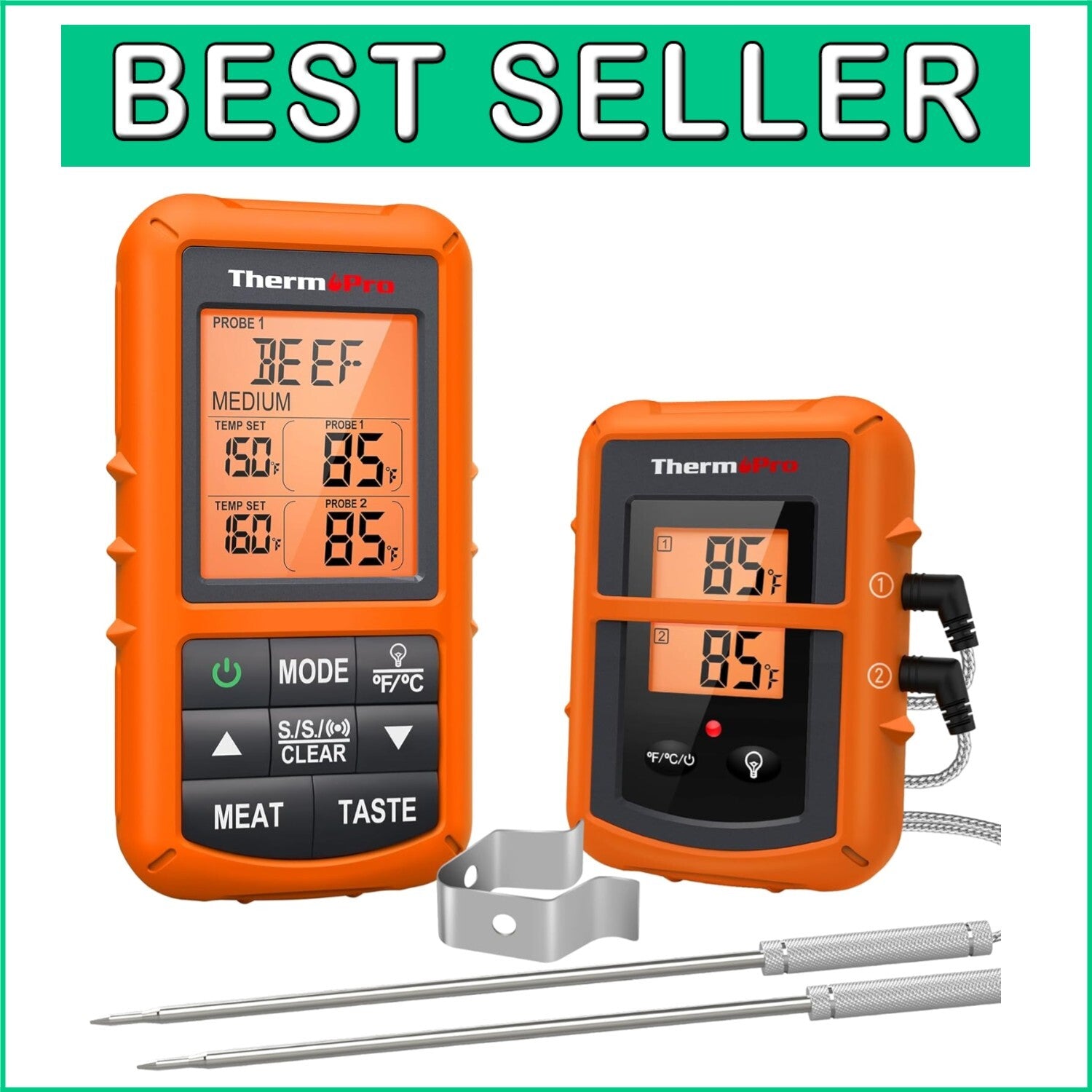 Digital Bluetooth Meat Thermometer with Dual Probes - 500FT Wireless Range
