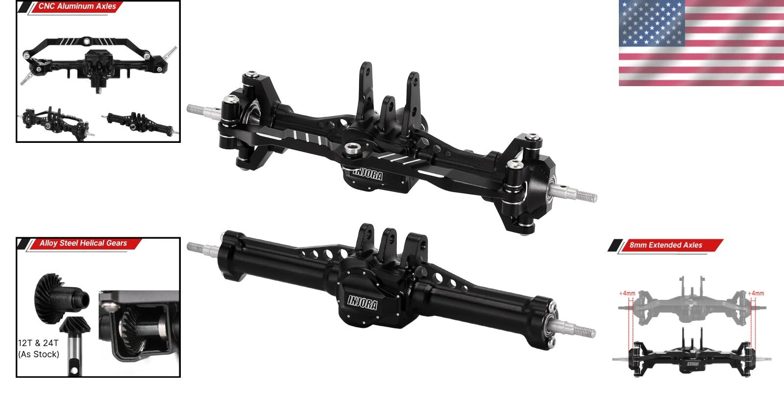 Complete Axle Upgrade Set with Hardened Shafts for 1/18 RC Crawler Performance