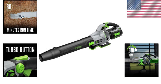 Ergonomic 670 CFM Electric Leaf Blower - Quiet, Powerful & Battery Operated