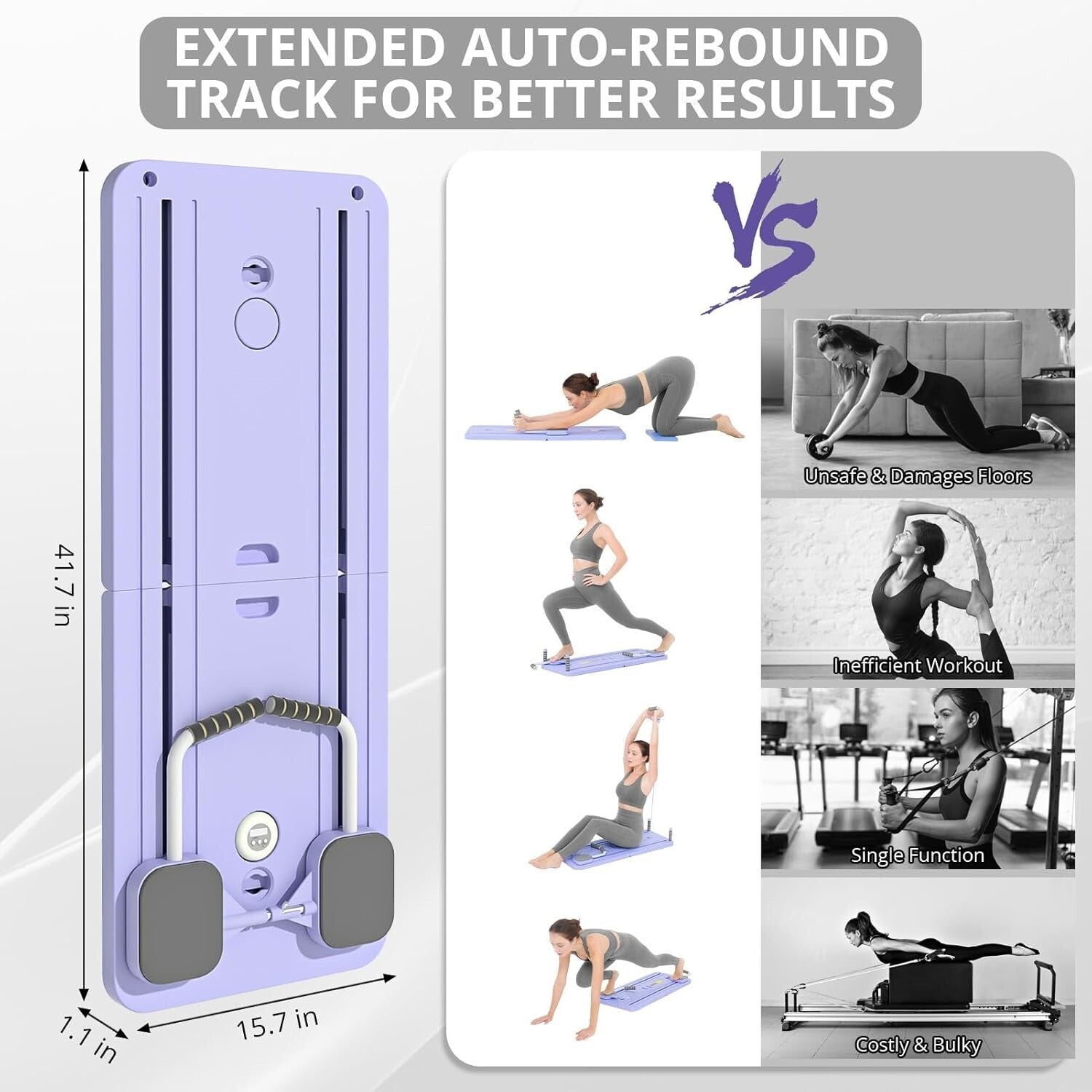 Multi-Purpose Foldable Pilates Board with High Resistance Straps for All Levels