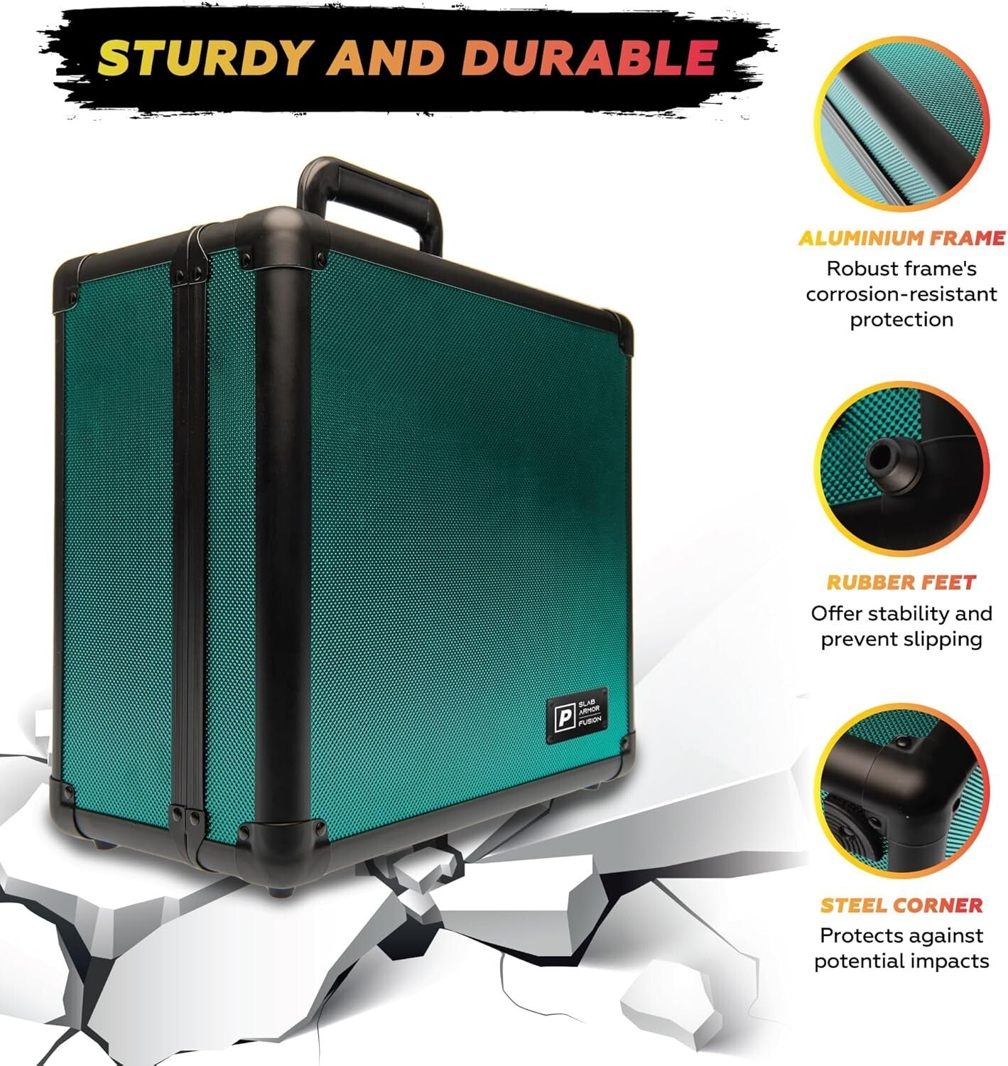 Elegant Green Aluminum Card Case for Graded Sports Cards - 3 Compartment Vault