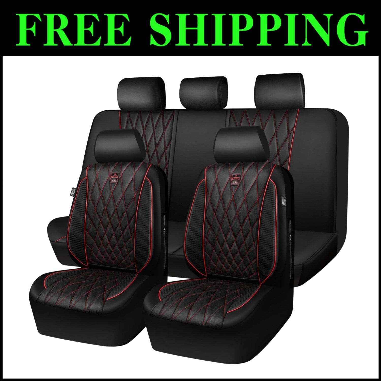 Diamond Stitched Luxury Seat Covers Set - Waterproof & Ergonomic for Comfort