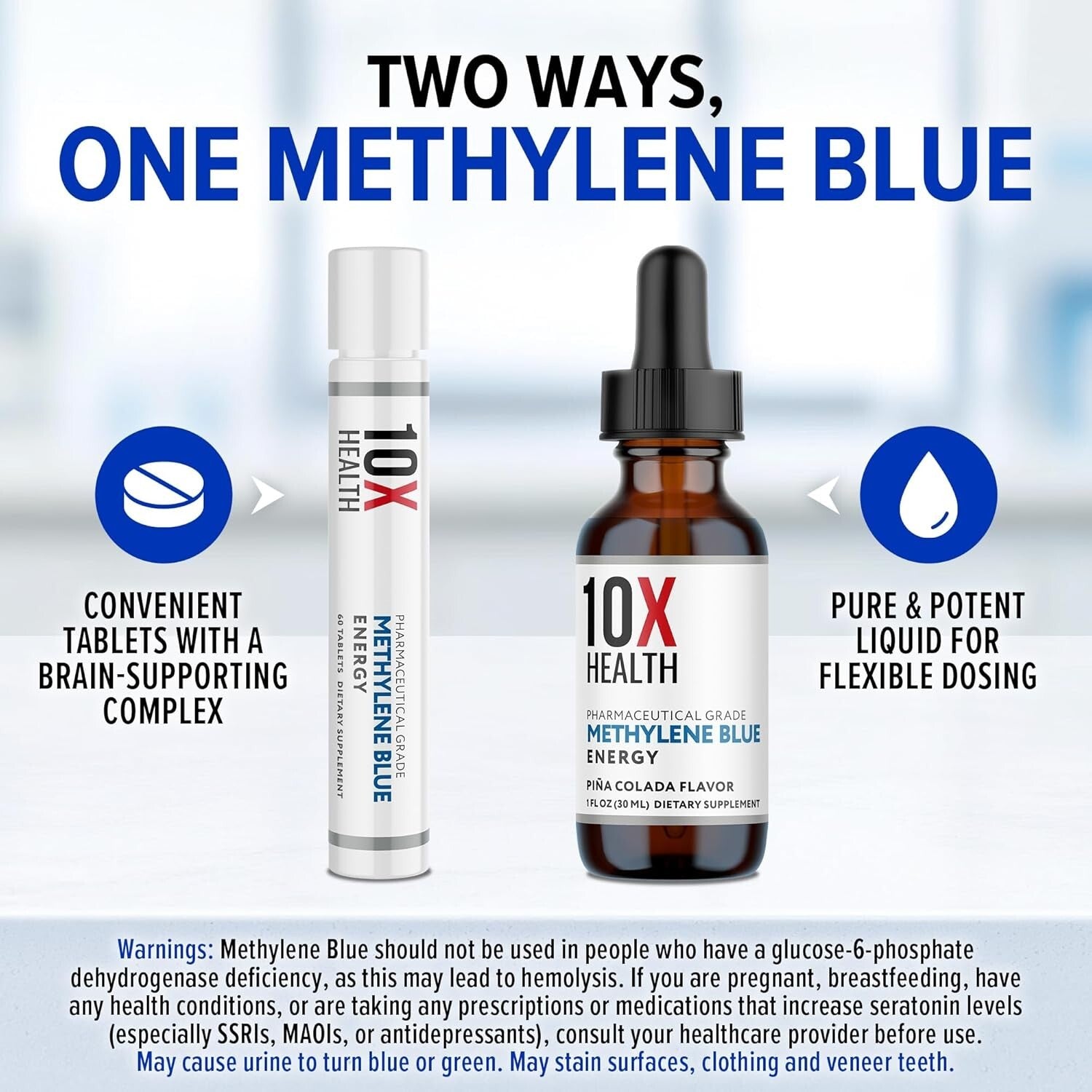 30ml Vegan Methylene Blue Liquid Drops with Black Pepper for Cognitive Support