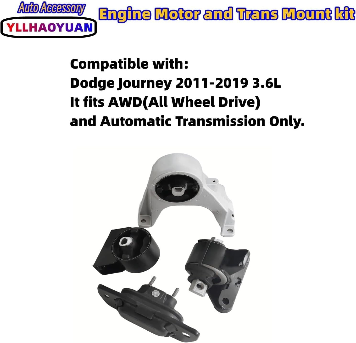 Premium Engine Mount Kit for Dodge Journey 2011-2019 - 4Pcs - Easy Install
