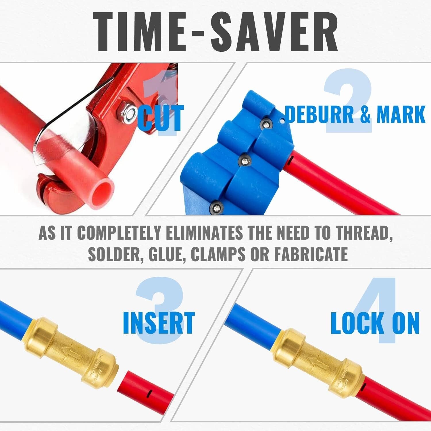1/2 Inch No Lead Brass Check Valve - Push-to-Connect Plumbing Fittings (6 Pack)