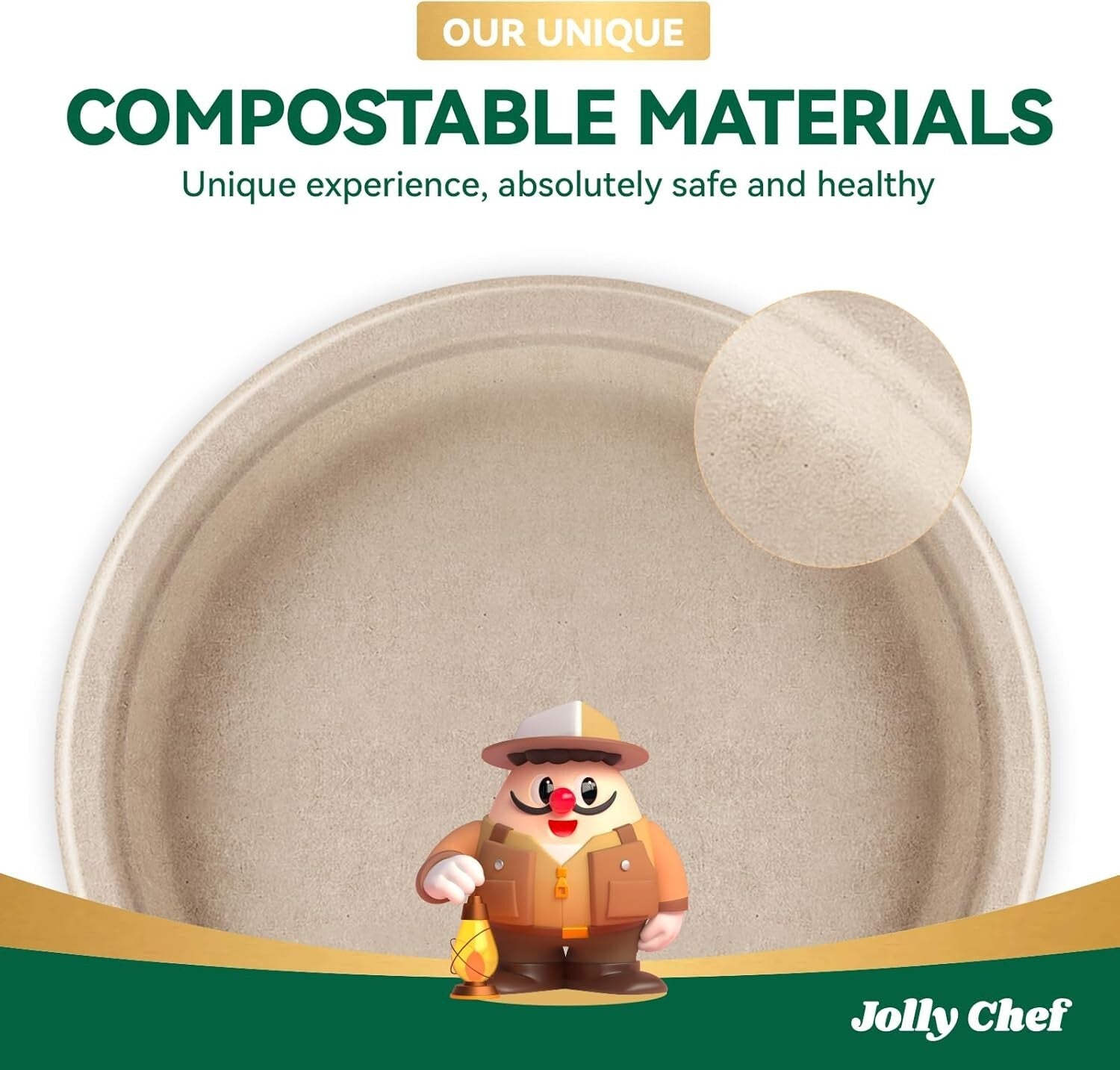 Durable Compostable Disposable Plates – 300 Count 10” Eco-Friendly Dinner Plates