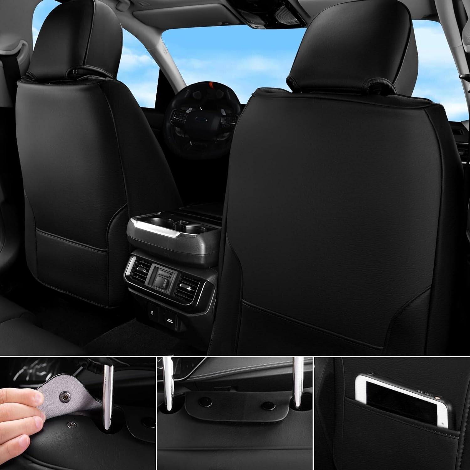 Elegant Black Diamond Seat Covers with Anti-Slip Design - Easy 20-Minute Install