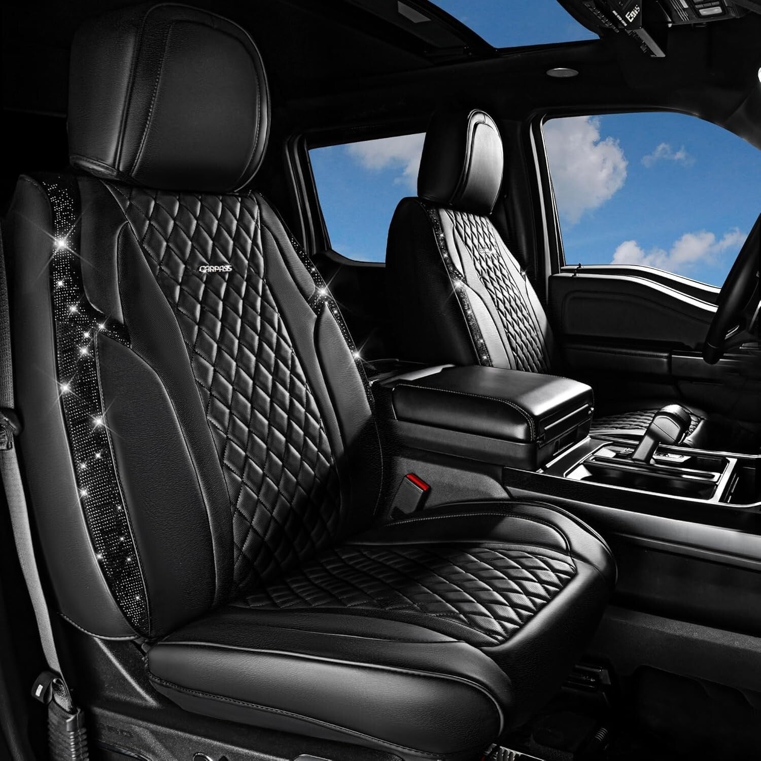 Elegant Black Diamond Seat Covers with Anti-Slip Design - Easy 20-Minute Install