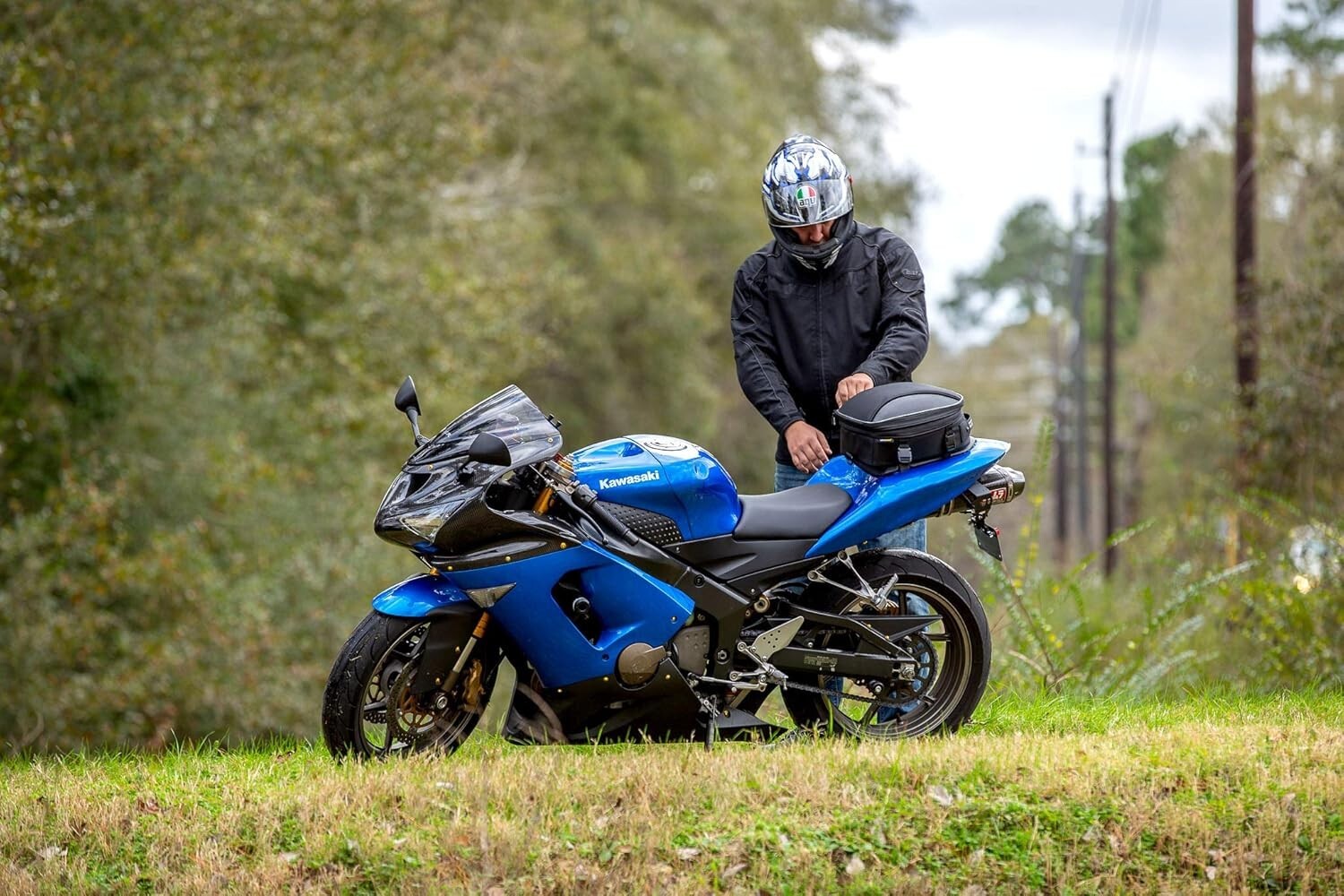 Black Commuter Sport Motorcycle Tail Bag – Waterproof with Reflective Accents