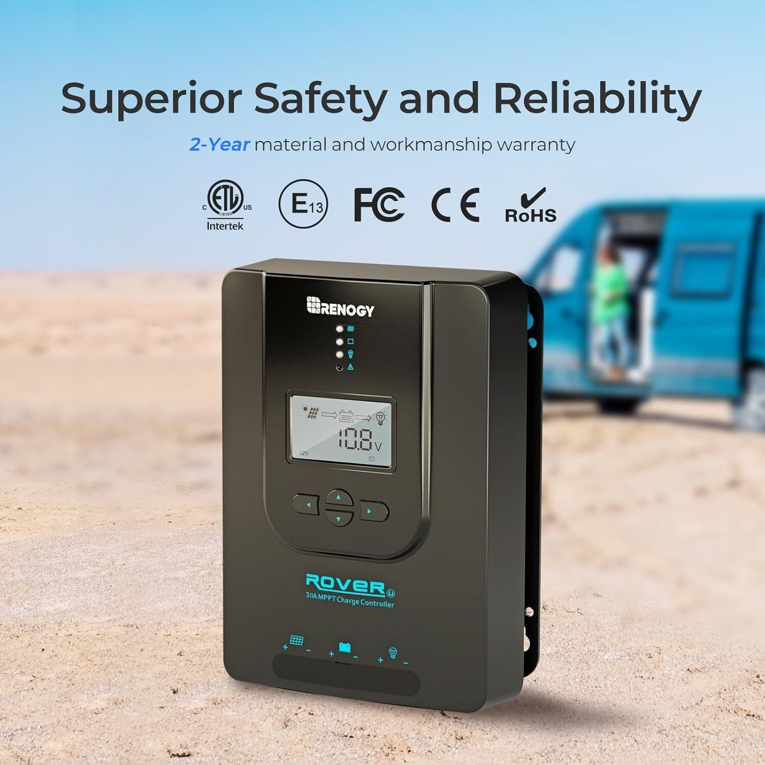 High Efficiency Rover 30A MPPT 12V/24V Solar Controller with Remote Monitoring