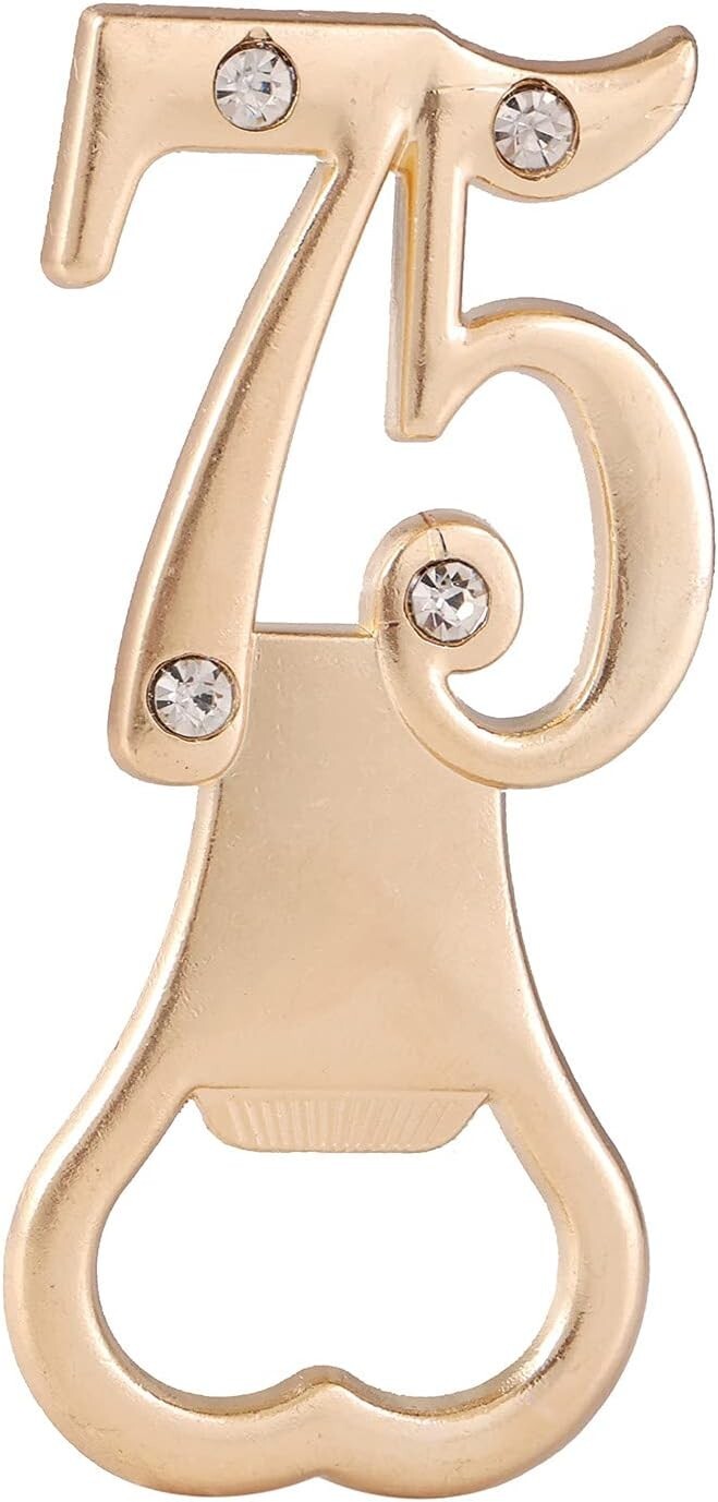 36-Pack Gold Rhinestone Bottle Openers for 75th Birthday & Anniversary Parties