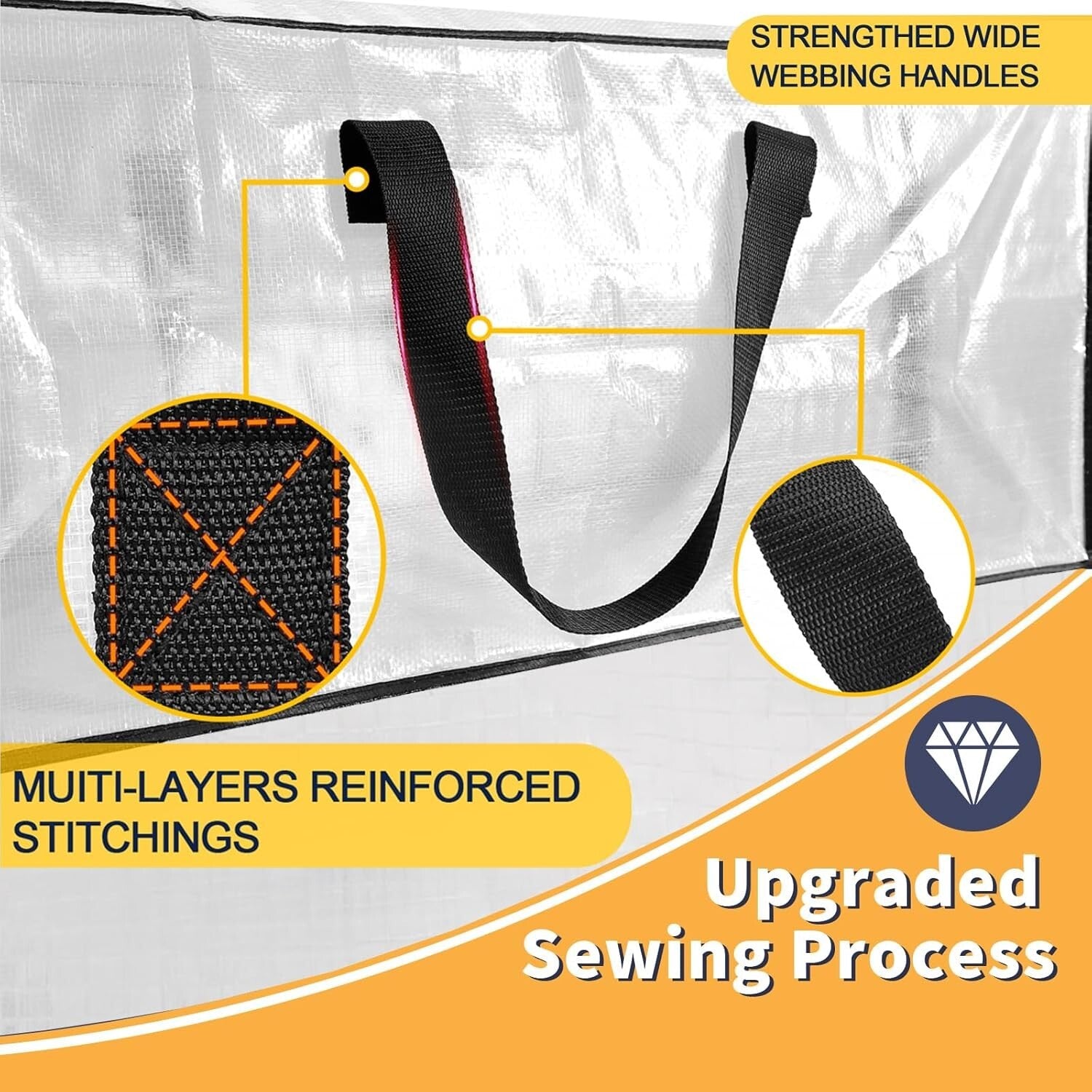 Reinforced Clear Zipper Storage Bags - 2 Pack Extra Large for Home & College Use