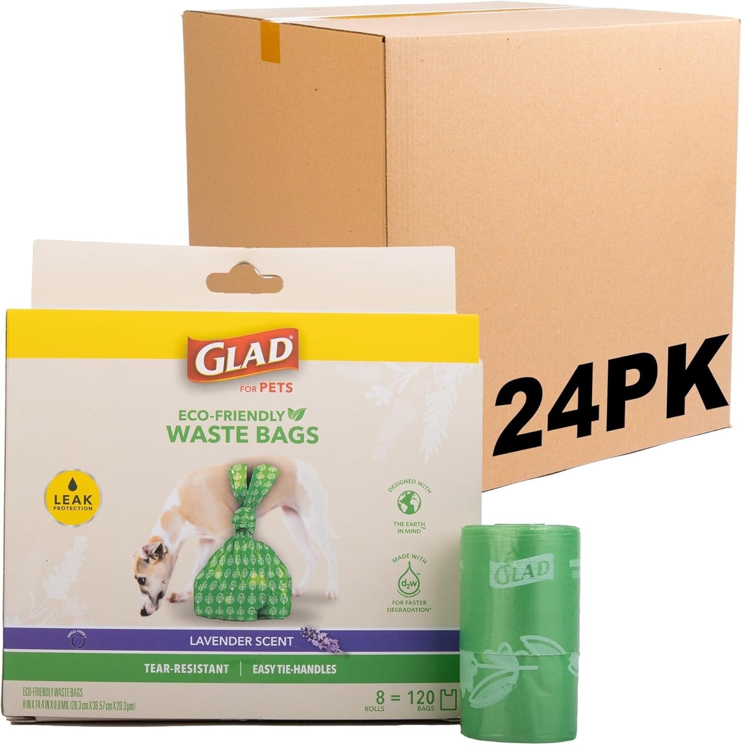 192 Rolls of Heavy Duty Lavender Scented Dog Poop Bags with Easy Tie Handles