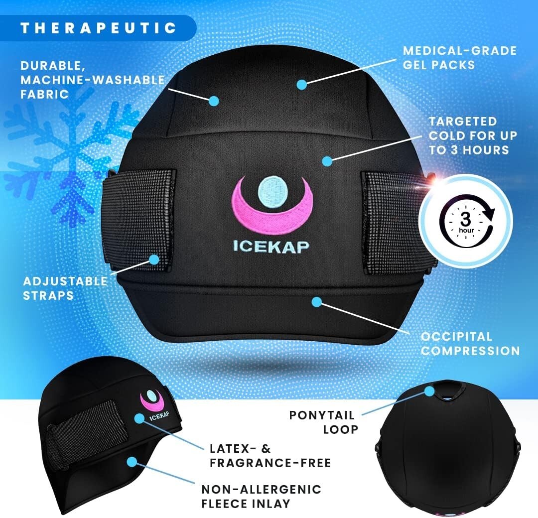 Extra Strength Cold Cap for Scalp Cooling & Concussion Relief - 8x8 Size