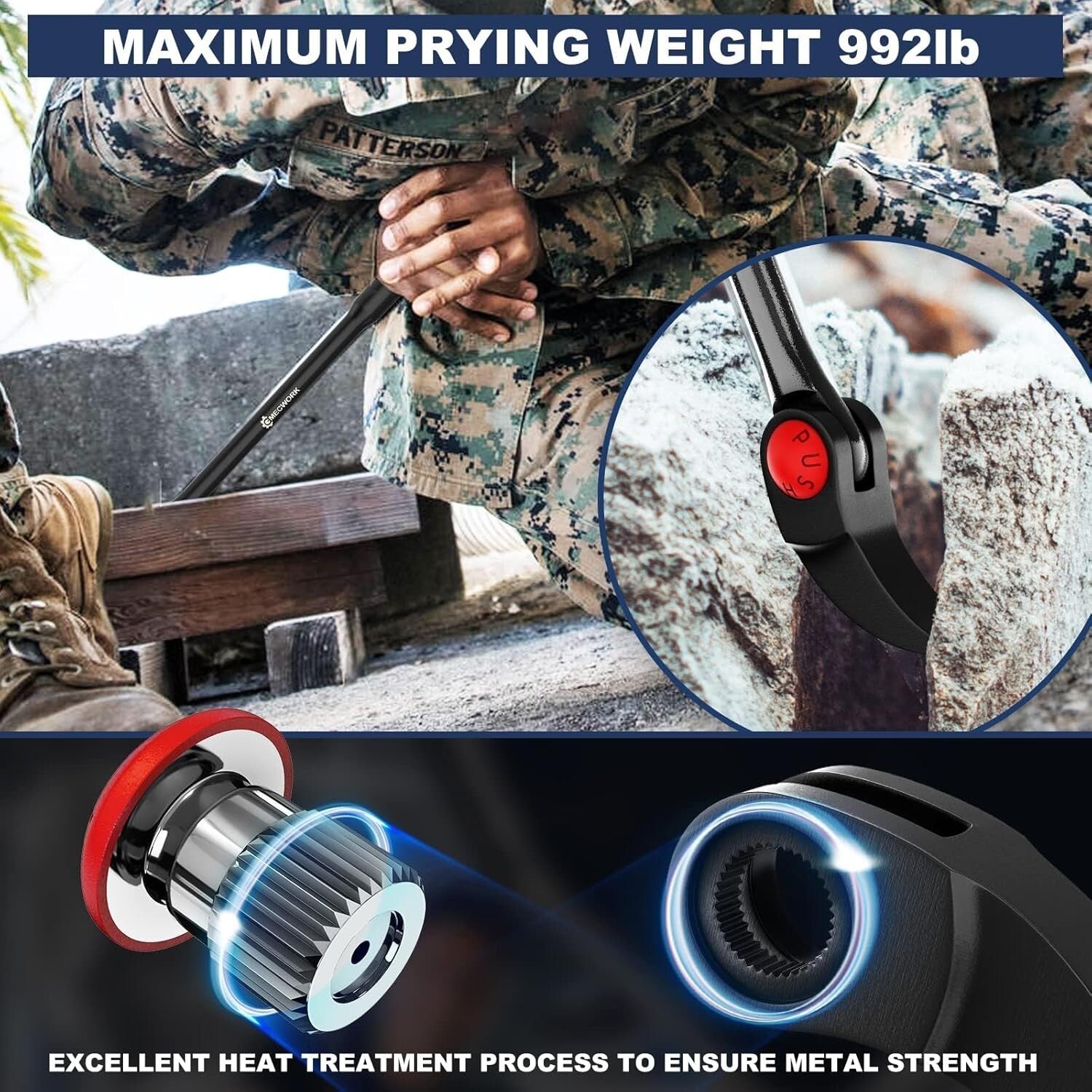 Heavy-Duty Chrome Vanadium Pry Bar Set - Ideal for Automotive and Construction