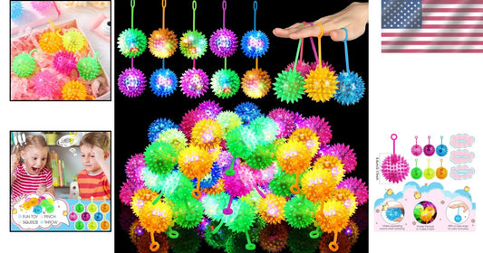 Flashing 2.17" Bouncy Balls - 100 Multicolor Rubber Party Favors for Events