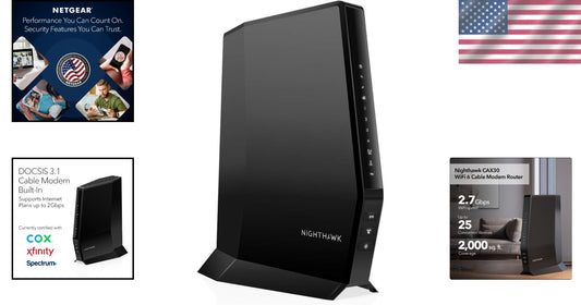 Advanced Nighthawk WiFi 6 Router and DOCSIS 3.1 Modem Combo - Coax Connectivity