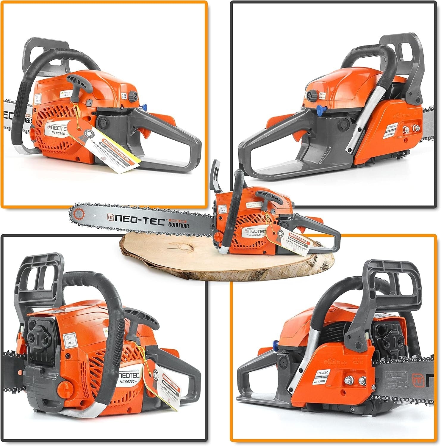 NEOTEC 62CC Gas Chainsaw - Ergonomic 20'' Bar for Effortless Wood Cutting