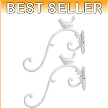 Load image into Gallery viewer, Sturdy 2PC 10-Inch Cast Iron Hanging Brackets - Ideal for Planters &amp; Wind Chimes