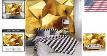 Load image into Gallery viewer, Large 137" x 96" Gold Geometry Wallpaper - Luxury Fabric Mural for Living Room