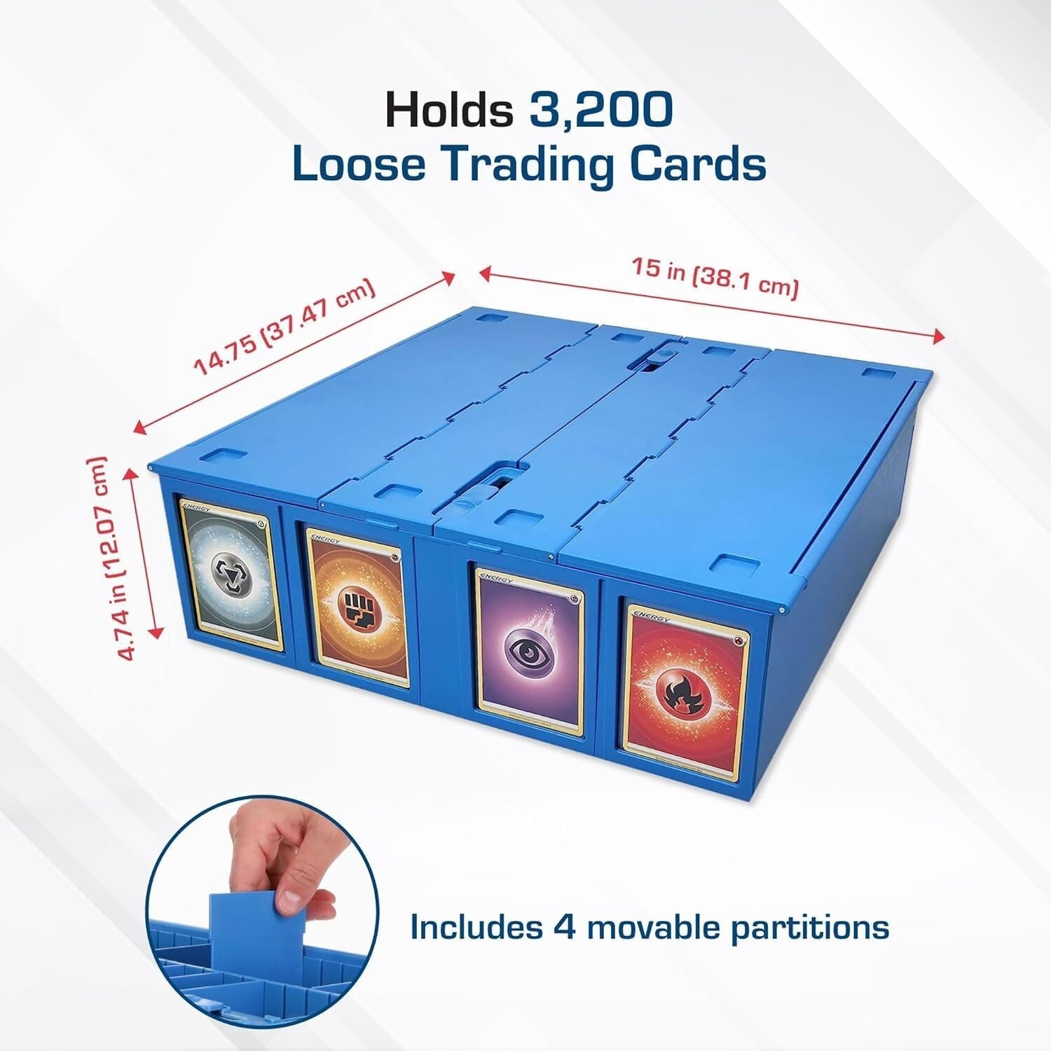 Blue Collectible Card Bin Set - Holds 3200 Cards Each with Custom Dividers