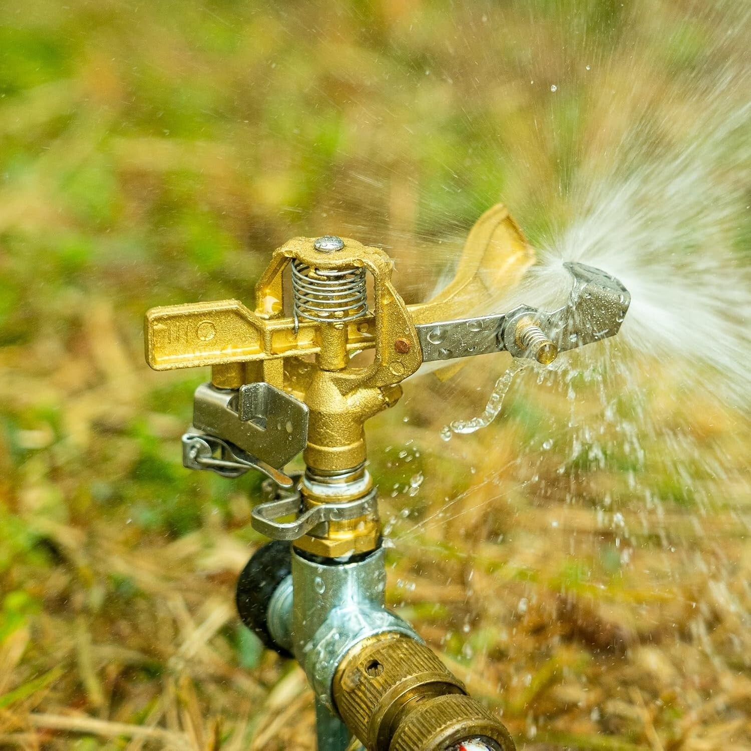 Adjustable 0-360 Degree Brass Impact Sprinkler - Perfect for Large Garden Spaces