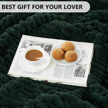 Load image into Gallery viewer, Handmade Olive Green Chunky Knit Throw Blanket - Decorative &amp; Cozy 50x60