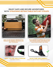 Load image into Gallery viewer, 4-Piece Retractable Ratchet Straps Bundle - 1in x 6ft - 1,500LBS Strength