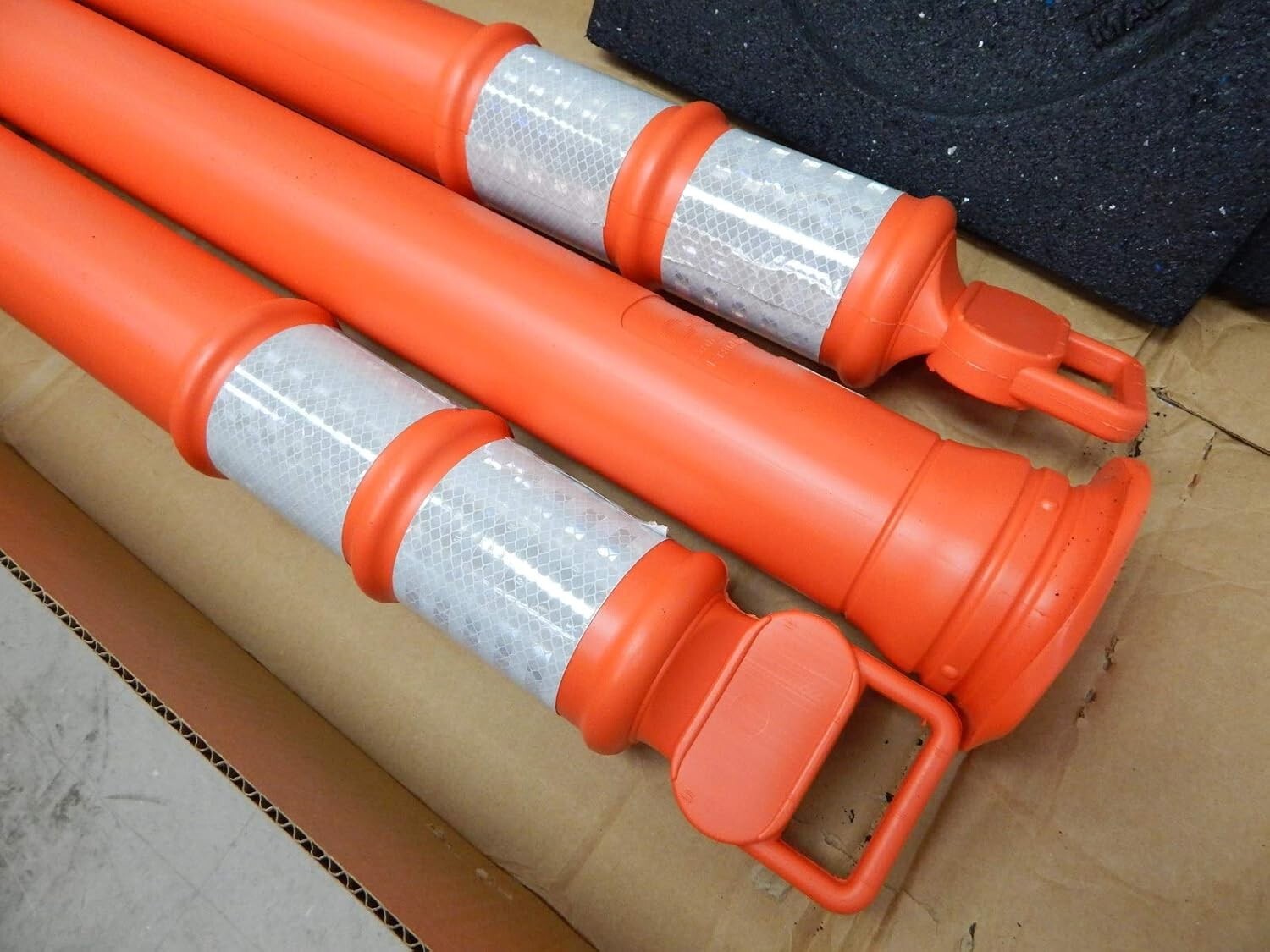 Cortina EZ Grab 45" Orange Delineator Post Kit - 3 Pack with Reflective Collars