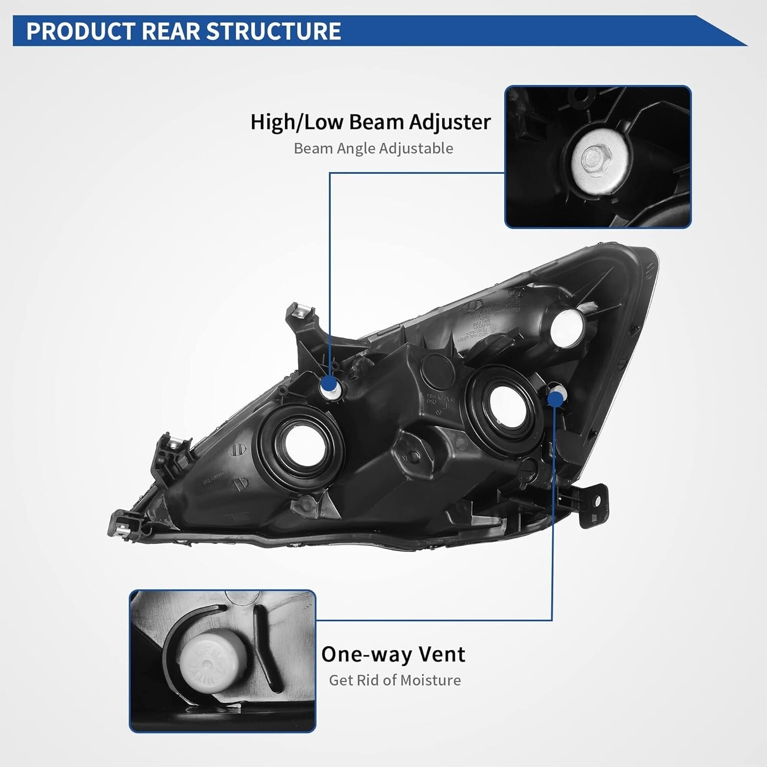 Premium Clear Lens Headlight Assembly for 2003-2007 Honda Accord - Black Housing