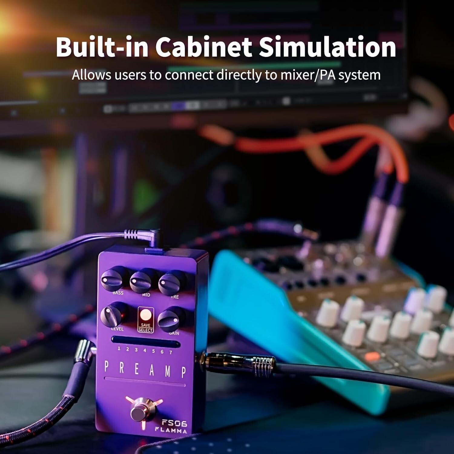 7 Preamp Guitar Effects Pedal - Built-in Cabinet Simulation & Lightweight Design