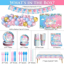 Load image into Gallery viewer, 327Pcs Gender Reveal Party Supplies for 25 Guests – Elephant Theme Celebration