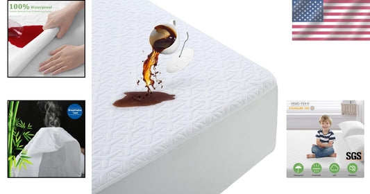 100% Waterproof Bamboo Full Mattress Cover - Deep Pocket & Cooling Design, White