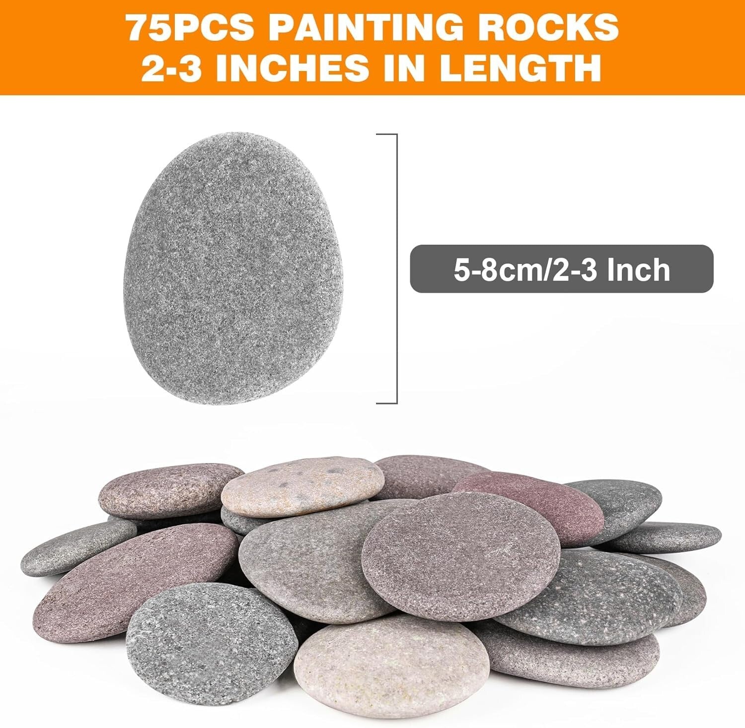 Easy-to-Paint 2-3 Inch River Craft Rocks - Perfect for Kids and Adults