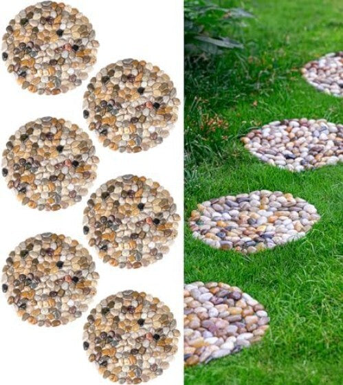 Easy-Install Decorative River Stone Stepping Stones - 6 Pack for Outdoor Use