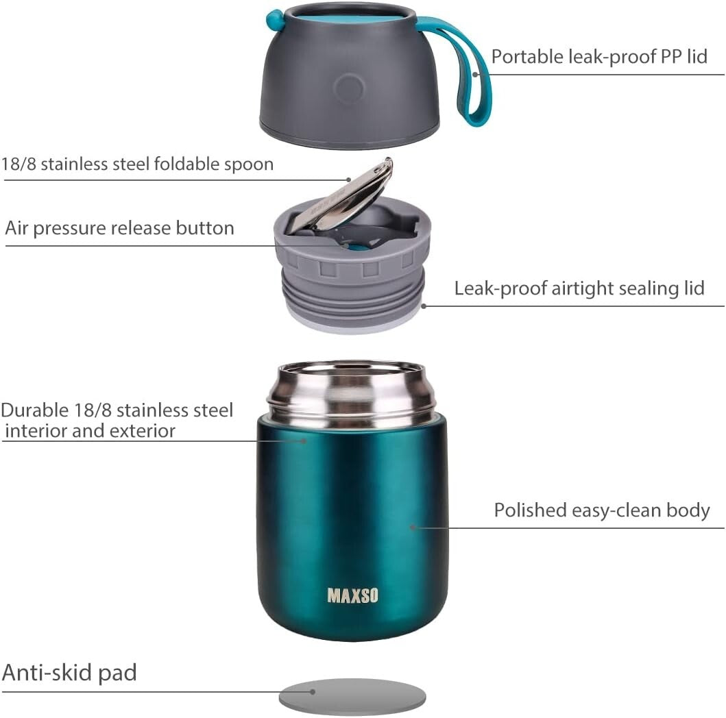 Dishwasher Safe Insulated Food Jar Set - Hot & Cold Storage for All Ages, 2 Pack