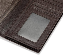 Load image into Gallery viewer, Elegant Bifold Long Wallet in Genuine Pebbled Leather - 15 Card Holders Included