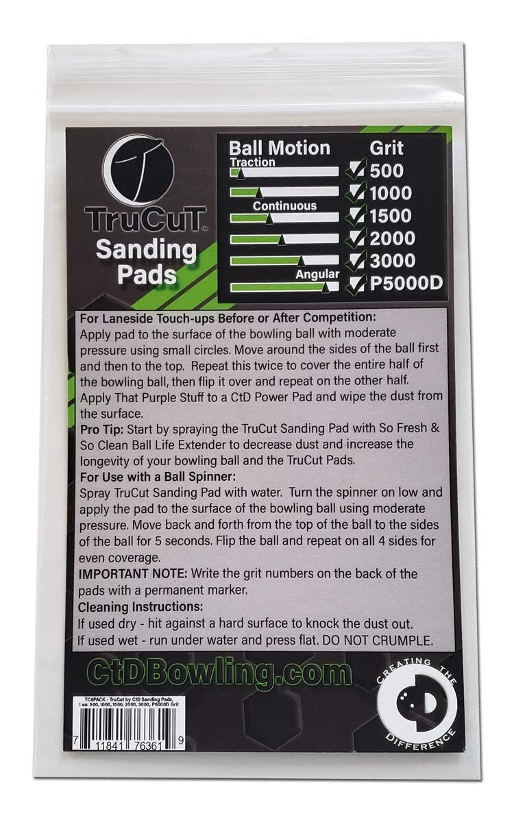 All-In-One Bowling Sanding Pad Set - 6 Pack with Varied Grits for Optimal Care