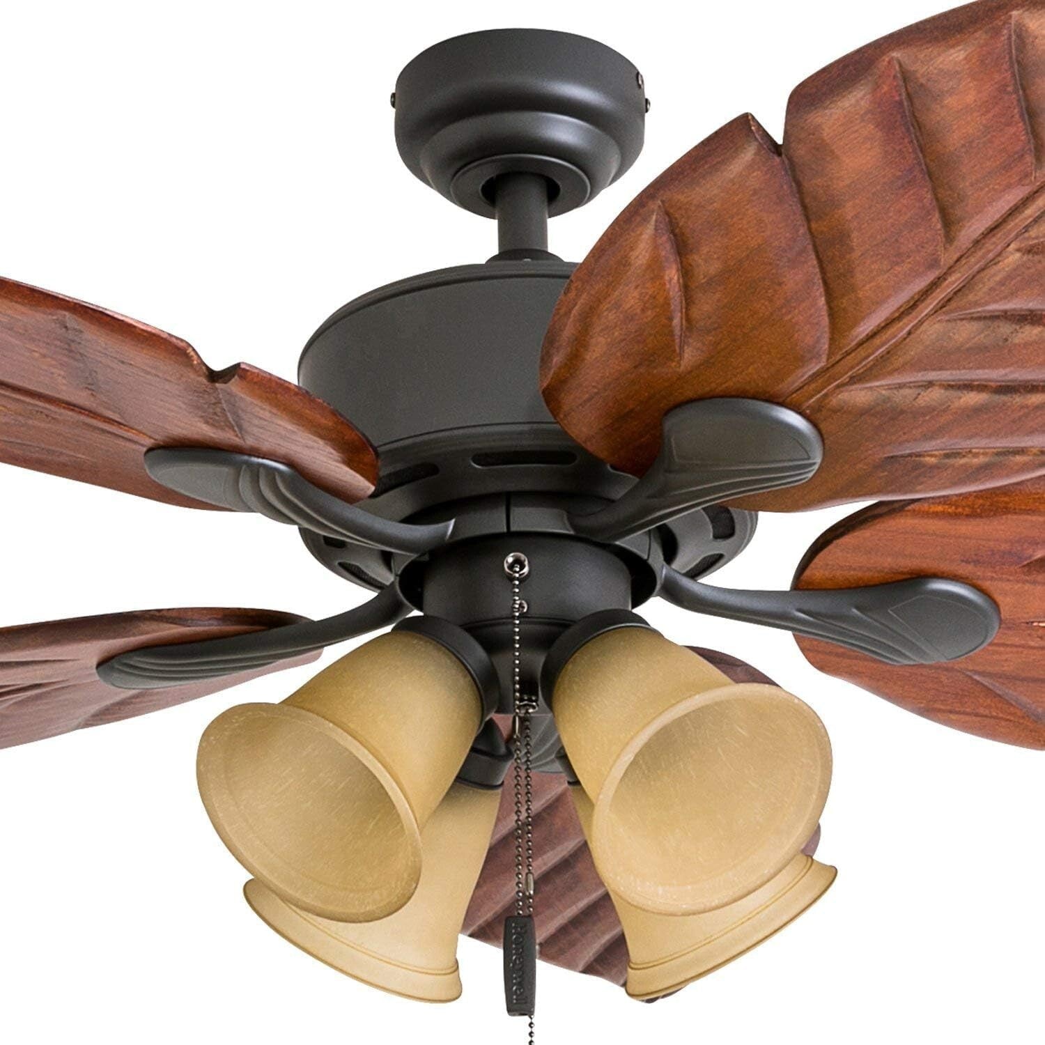 Elegant 52" LED Ceiling Fan with Wooden Blades & Remote Control - Bronze Finish