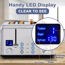 Load image into Gallery viewer, Ultra-Clear LED 4 Slice Toaster with Extra Wide Slots for Perfect Toast Every...