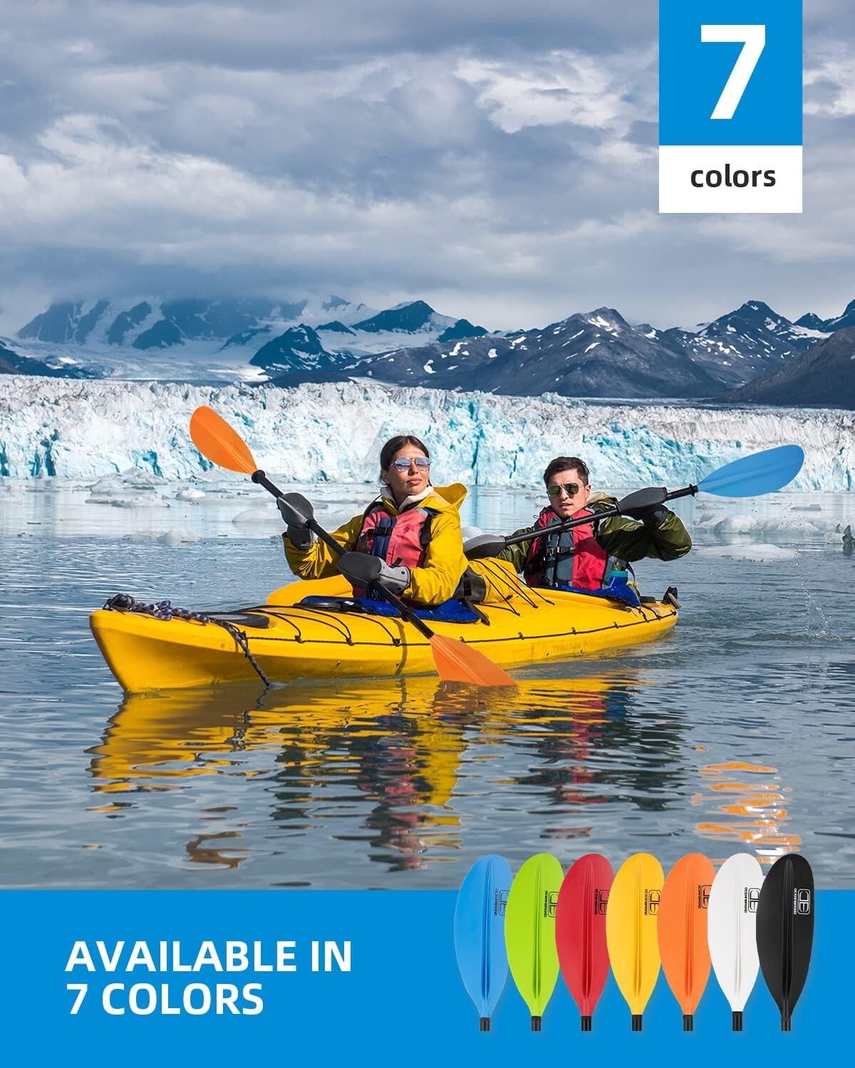 Durable Aluminum Alloy Kayak Paddle 95in with Bungee Leash & Adjustable Angles