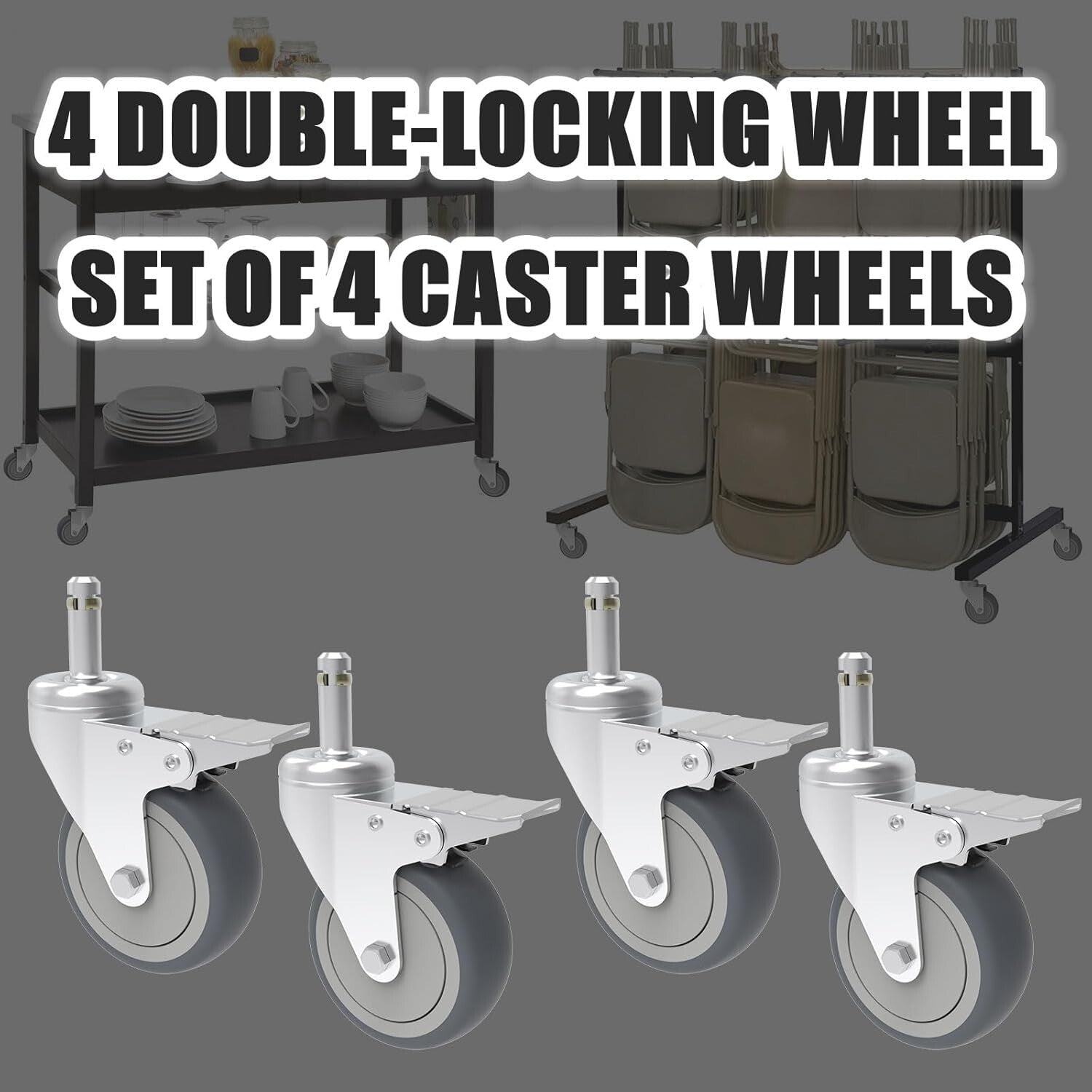 Durable 5-Inch Rubber Wheels Replacement Casters - 4 Pack for Smooth Mobility