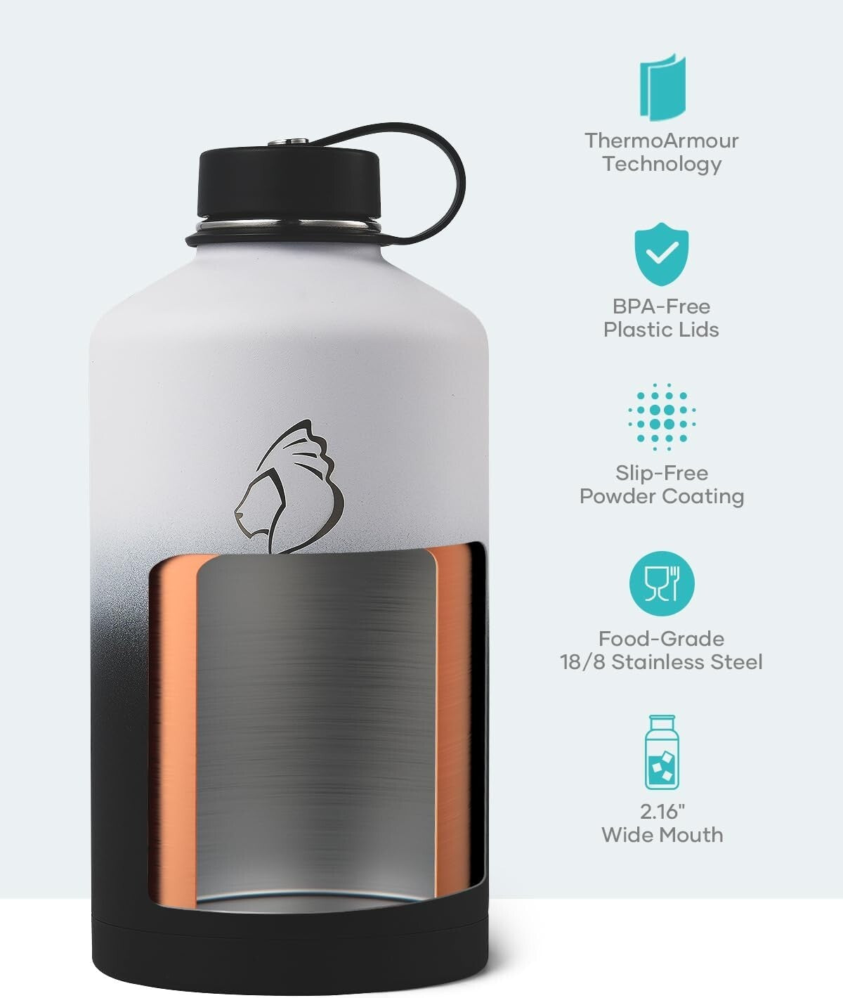 Travel-Friendly 1 Gallon Water Flask with Straw Lid - 48 Hour Cold Retention