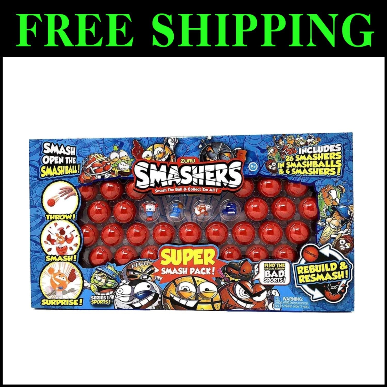 Compact & Fun 30-Piece Zuru Super Smash Pack with 26 Smashballs for Group Play