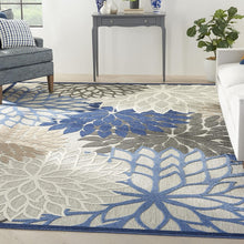 Load image into Gallery viewer, Stain-Resistant Blue Multicolor 9' x 12' Floral Outdoor Rug – Durable &amp; Stylish
