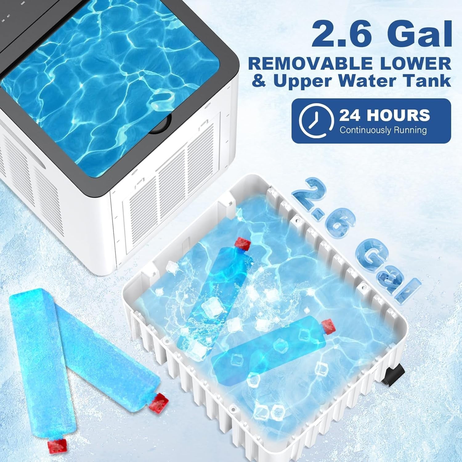 2025 Upgraded 3-in-1 Portable Air Conditioner with 2.6 Gal Tank, Remote Control