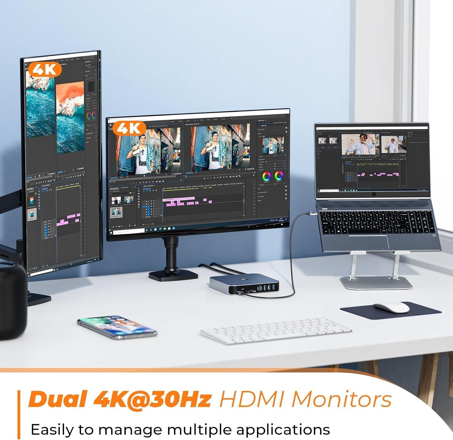 USB C Docking Station with Dual HDMI & 13 Ports for M1/M2/M3 MacBook Pro/Air