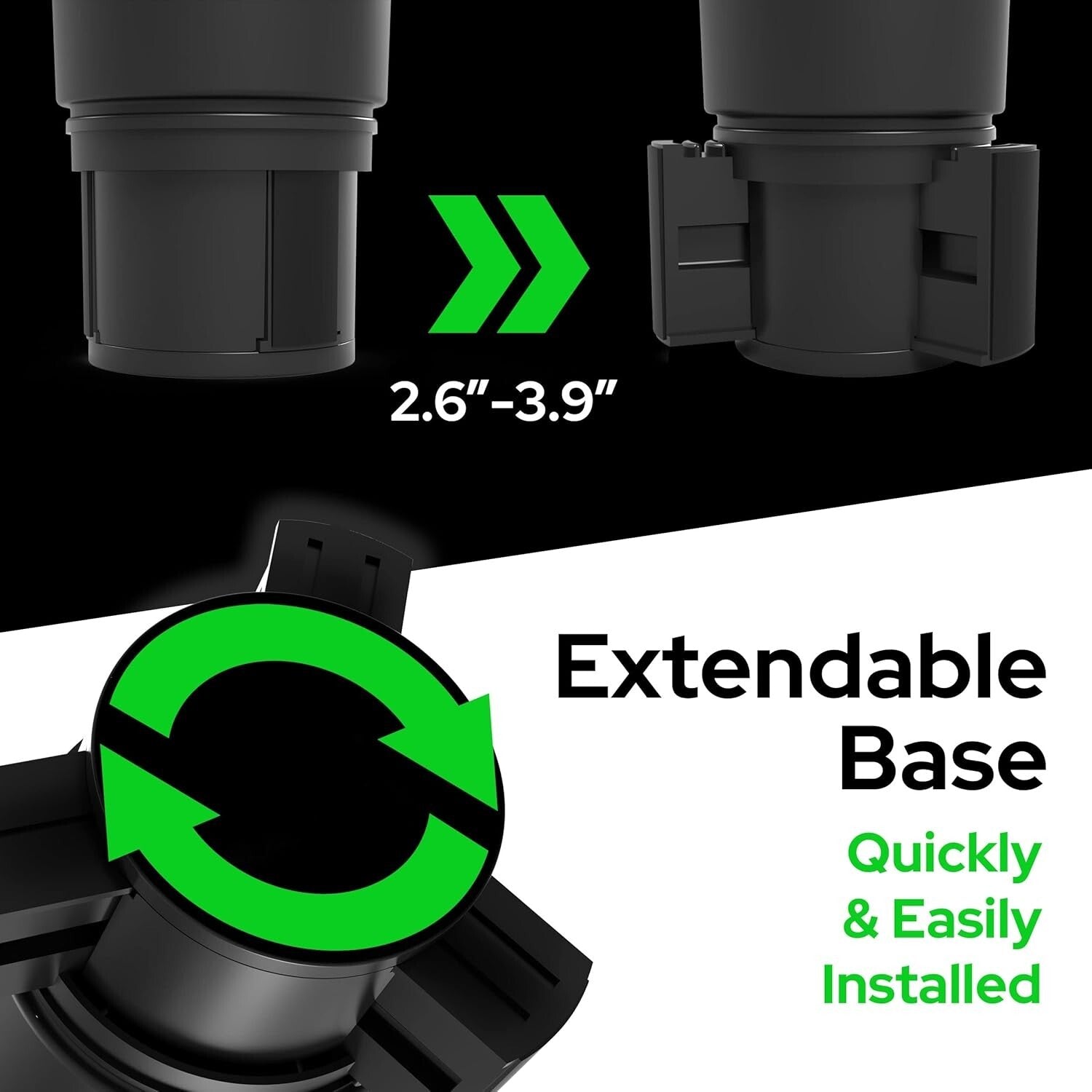 Car Cup Holder Expander with Adjustable Holders and Easy Installation - 1.42 lbs