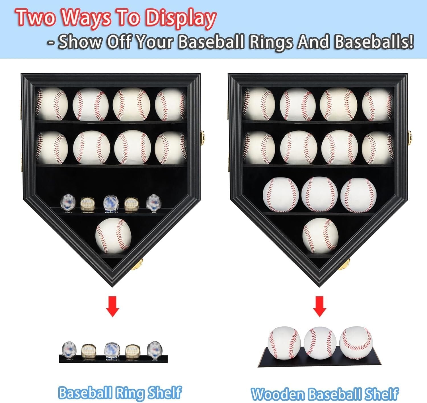 Stylish Baseball & Championship Ring Display Case with Detachable Partitions